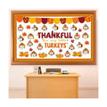 Thanksgiving Turkey Bulletin Board Set Thankful Classroom Decoration My Little Turkeys Paper Cutouts DIY Fall Crafts Bulletin Board Border for School Wall Autumn Decor Teacher Supplies