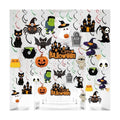 36 PCS Halloween Pre-Strung Hanging Swirl Decor Halloween Ceiling Hanging Swirls Cute Ghost Pumpkin Spider Witch Themed Ceiling Streamer for Office Home Indoor Outdoor Decoration Kids Party Supplies