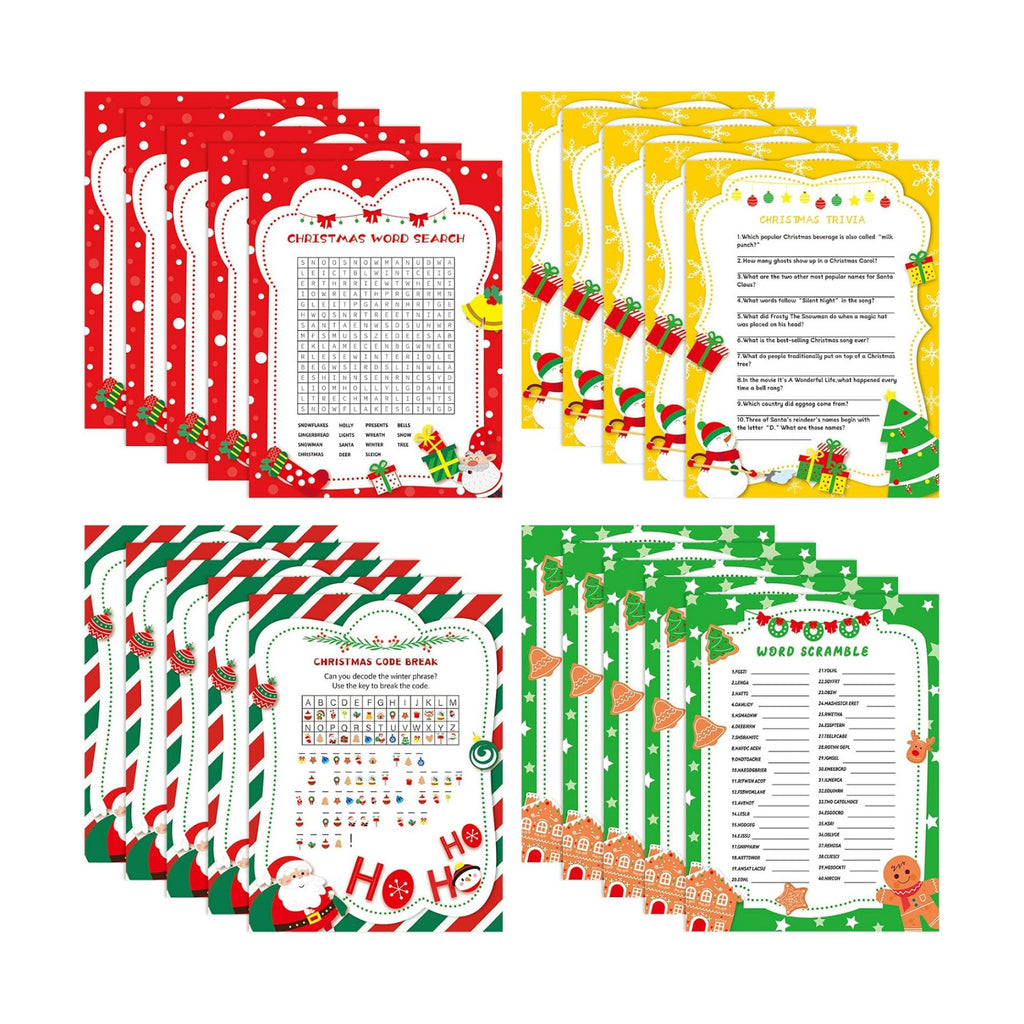 LOAVER 54 Pcs Christmas Trivia Party Game Cards,Christmas Code Break Trivia Scramble Game Cards Set Guessing Activity for Xmas Vacation Party Game Supplies Coworkers Holiday Activity