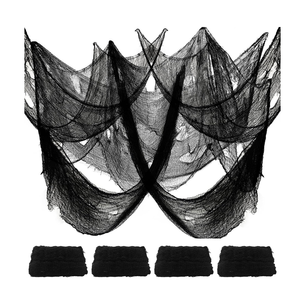 Halloween Decorations Creepy Cloth, 4 PC 72 X 30inch Black Scary Gauze Spooky Cloth, Freaky Loose Creepy Clothes, Halloween Decorations for Haunted Houses Outdoor Indoor Yard Cauldron Wall Decor