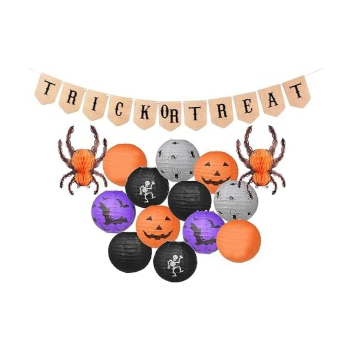 Mudra Crafts Spider Bat Skeleton Pumpkin Paper Lantern Halloween Decoration