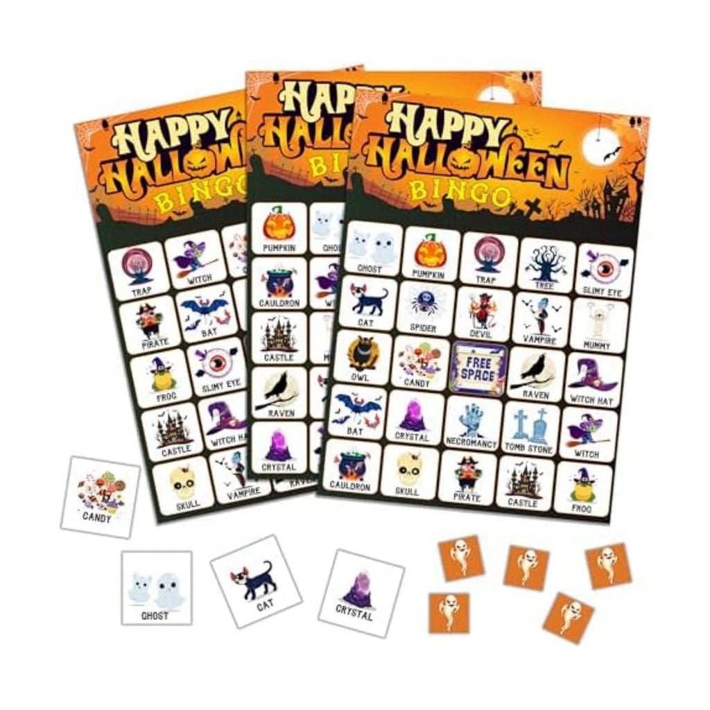Halloween Bingo Game, Happy Halloween Party Bingo Cards for Adults, Fall Party Decorations Supplies, Autumn Themed Birthday Favors for 24 Players, 07