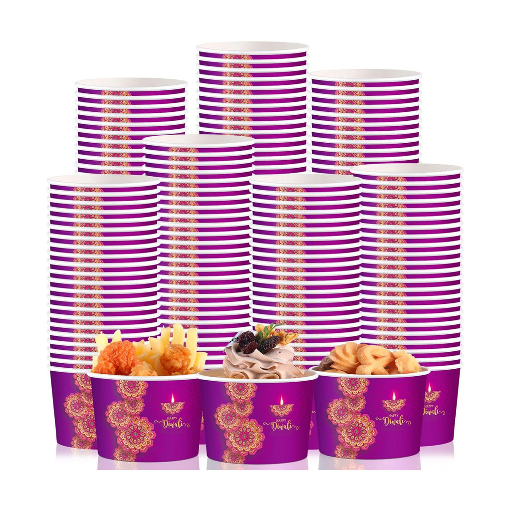 Maxdot Wildflower Ice Cream Paper Cups 9oz Spring Disposable Snack Cups Decorative Paper Dessert Bowls Party Supplies for Yogurt, Cupcakes, Soup Hot Cold Food(50 Pcs)(100 Pcs,Diwali)