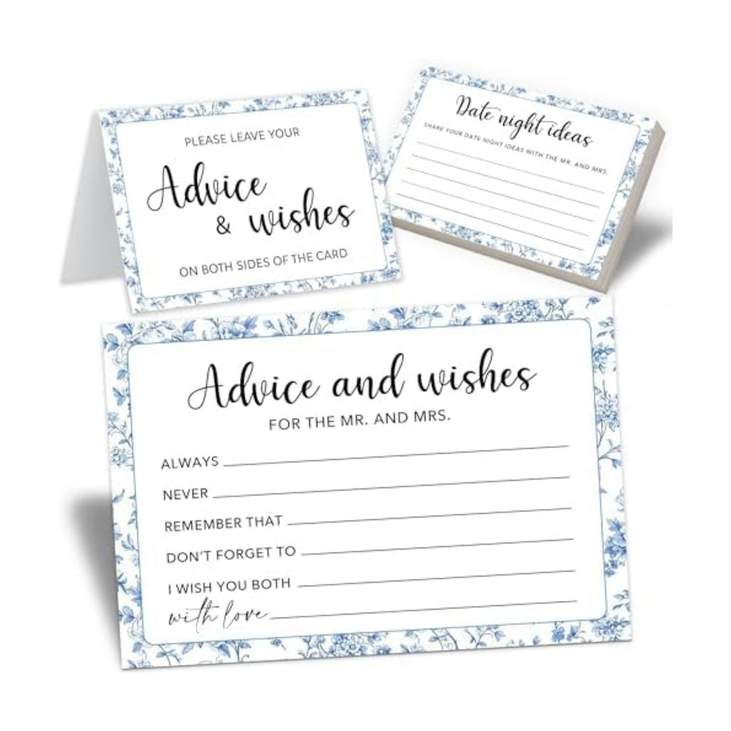 50 Pcs Advice and Wishes for the Mr and Mrs Cards - Bridal Shower Guest Book, Wedding Reception Decor, Newlywed Games, Engagement Party & Anniversary Keepsake -B08