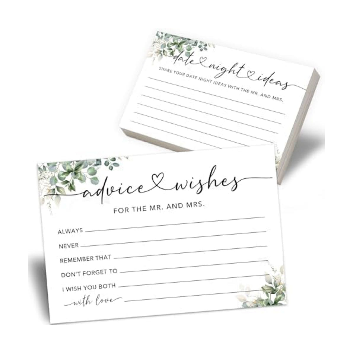 50 Pcs Advice and Wishes for the Mr and Mrs Cards - Bridal Shower Guest Book, Wedding Reception Decor, Newlywed Games, Engagement Party & Anniversary Keepsake -B04