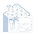 48 Pack Blue Bow Thank You Cards, Bowknot Bridal Shower Greeting Card with Envelopes and Stickers for Birthday Summer Wedding Baby Shower Party Supplies