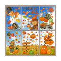 DC-BEAUTIFUL 153 Pcs Fall Window Clings, 12 Sheets Double Sided Autumn Pumpkin Scarecrow Maple Leaf Glass Stickers, Reusable Static Thanksgiving Window Decals Party Decors for Home Office School Shop