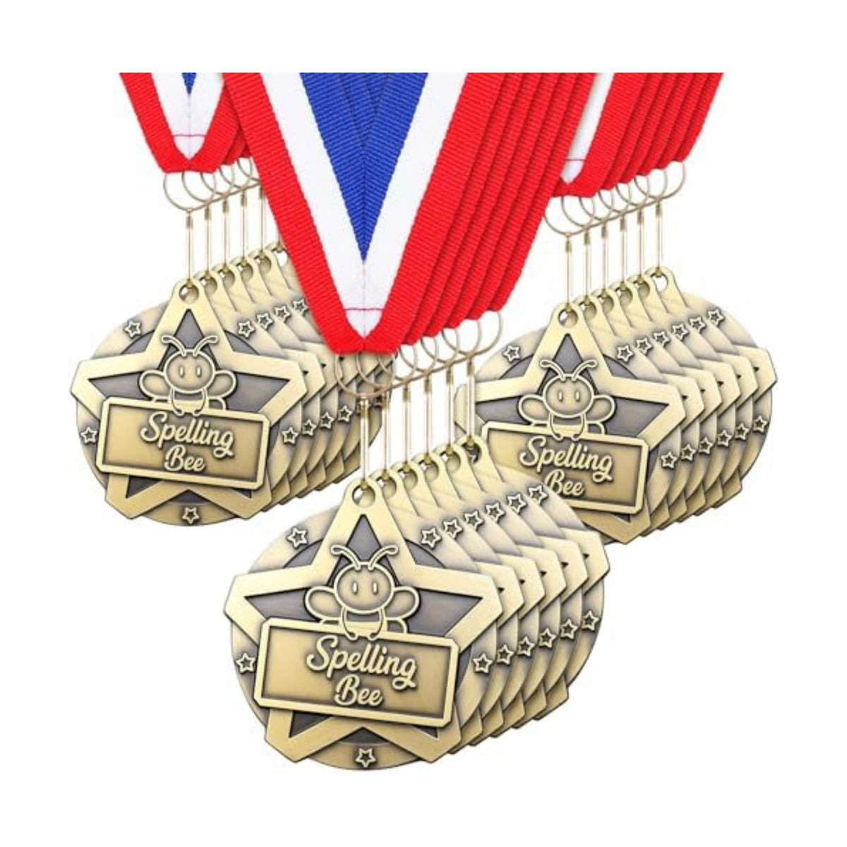 Quelay 30 Pcs 2 Inches Award Medals Bulk Medals Bulk with Neck Ribbons Metal Trophy Award Prize Gift for Tournaments, Competitions, Party, Kids and Adults