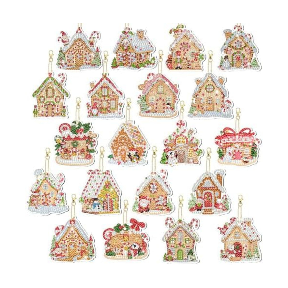 Tondiamo 20 Pcs Diamond Art Christmas Ornaments Diamond Painting Keychain
