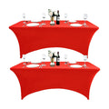 2-Pack 6ft Red Spandex Table Covers for Rectangle Standard Folding Tables - Wrinkle Resistant Stretch Tablecloths - Ultimate Fitted Table Protector for Parties, Trade Shows, Banquet