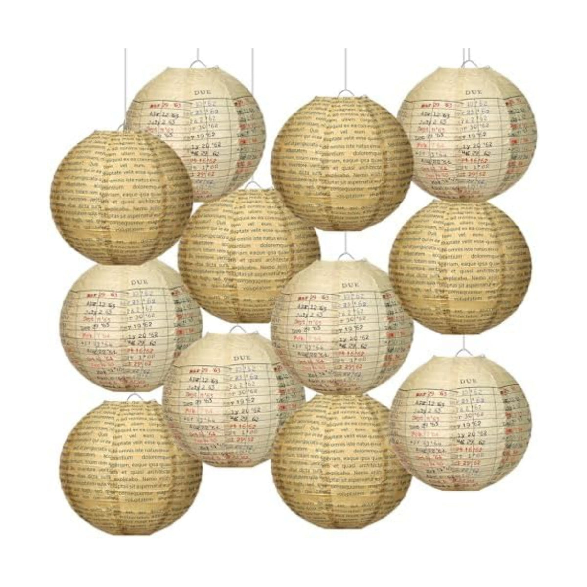 Baquler 12 Pcs Vintage Book Hanging Lanterns Decorations, Brown