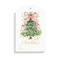 Teling 50 Pcs Christmas Gift Tags with String Pink Bow Merry Christmas Tags
