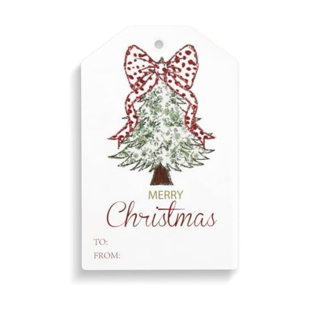 Teling 50 Pcs Christmas Gift Tags with String Red Bow Merry Christmas Tags