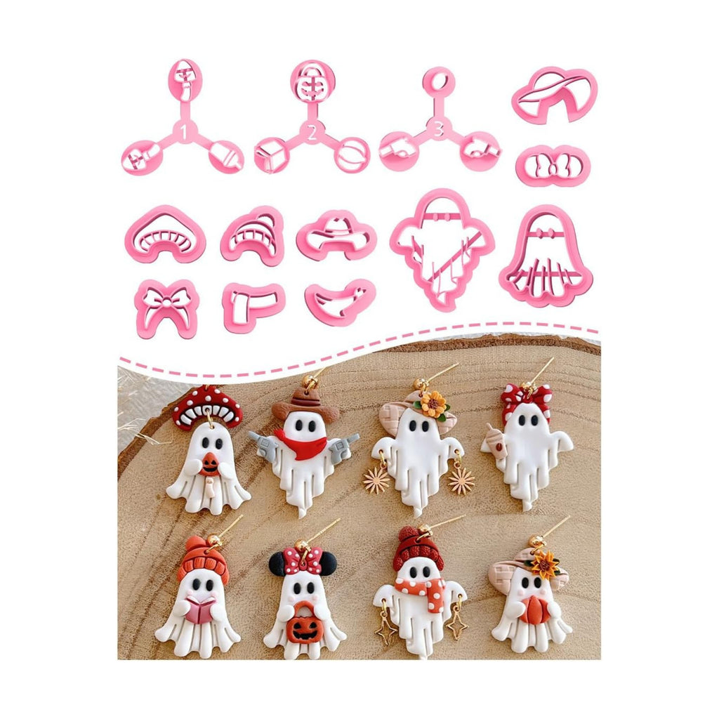 Keoker Halloween Polymer Clay Cutters, 13 Halloween Ghost Clay Earring Cutters for Polymer Clay Jewelry