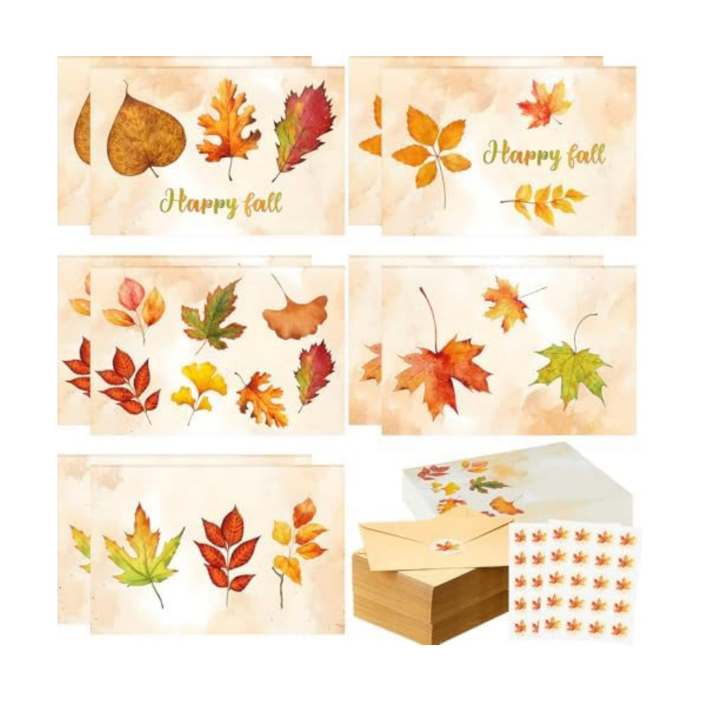 Motiskyy 100 Pcs Maple Leaf Greeting Cards with Envelopes for Thanksgiving
