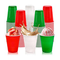 JarThenaAMCS 150Pcs Christmas Plastic Cups 12Oz Red Green White Disposable Drinking Cup Stackable Party Cups for Xmas Birthday Events Supplies