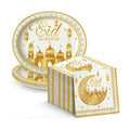 Dereinwo 50 Pcs Ramadan Eid Mubarak Paper Plates and Napkins Set