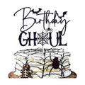 Black Glitter Birthday Ghoul Cake Topper, Spooky Spider Halloween Birthday Cake Décor, Ghost Halloween Bridal Shower Baby Shower Party Decorations Supplies
