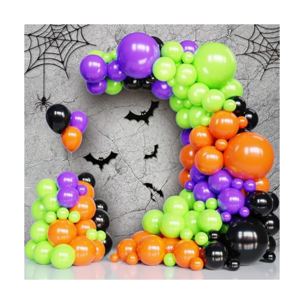Halloween Balloons Arch Kit, 131pcs Black Purple Orange Green Balloons