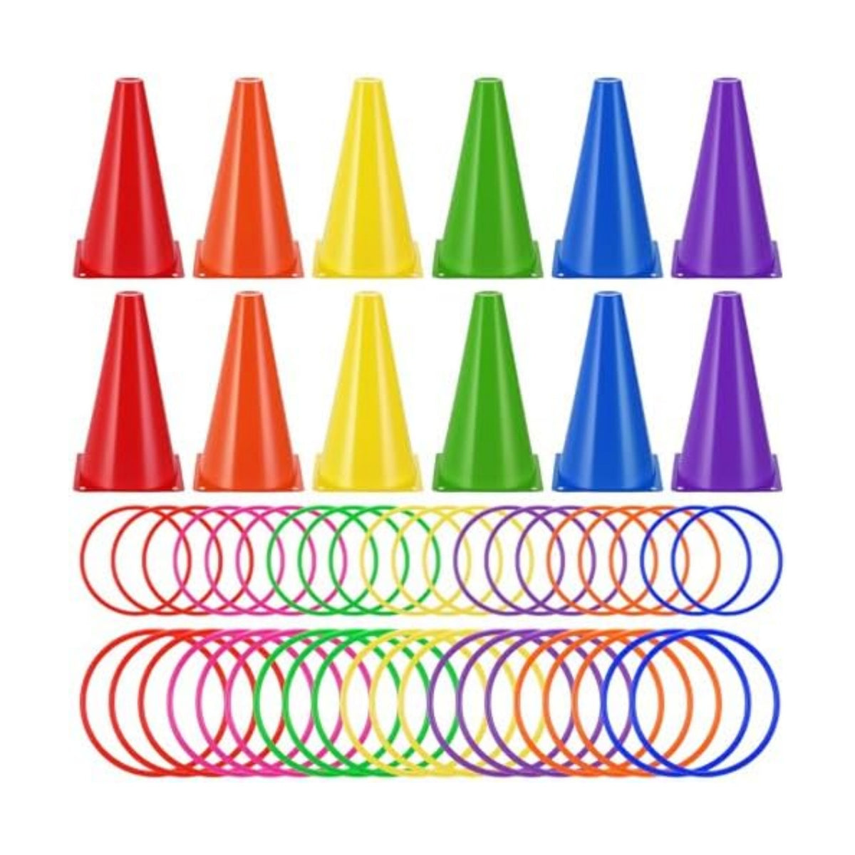 Leyndo 52 Pcs Ring Toss Game Set 12 Plastic Training Cones 40 Toss Rings for Carnival Party Backyard Indoor Outdoor Games