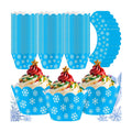 Domensi 100 Pcs Winter Snowflake Cupcake Liners, Blue Cupcake Wrappers
