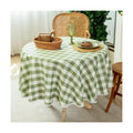 Green and White Gingham Tablecloth, Spring Plaid Waterproof Table Cover for Easter, Indoor Dining, Kitchen Table, Garden Picnic, Washable Rectangle Tablecloth for Home Use, 60" Round