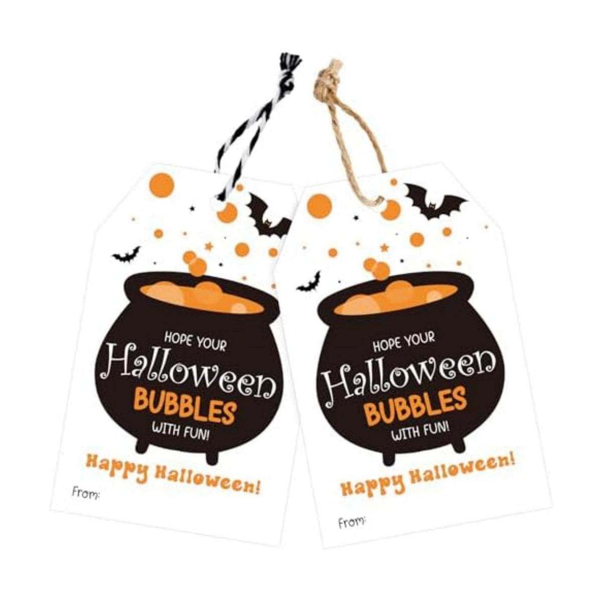 joycraft Happy Halloween Tags with String - 50Pcs Halloween Cauldron Tags