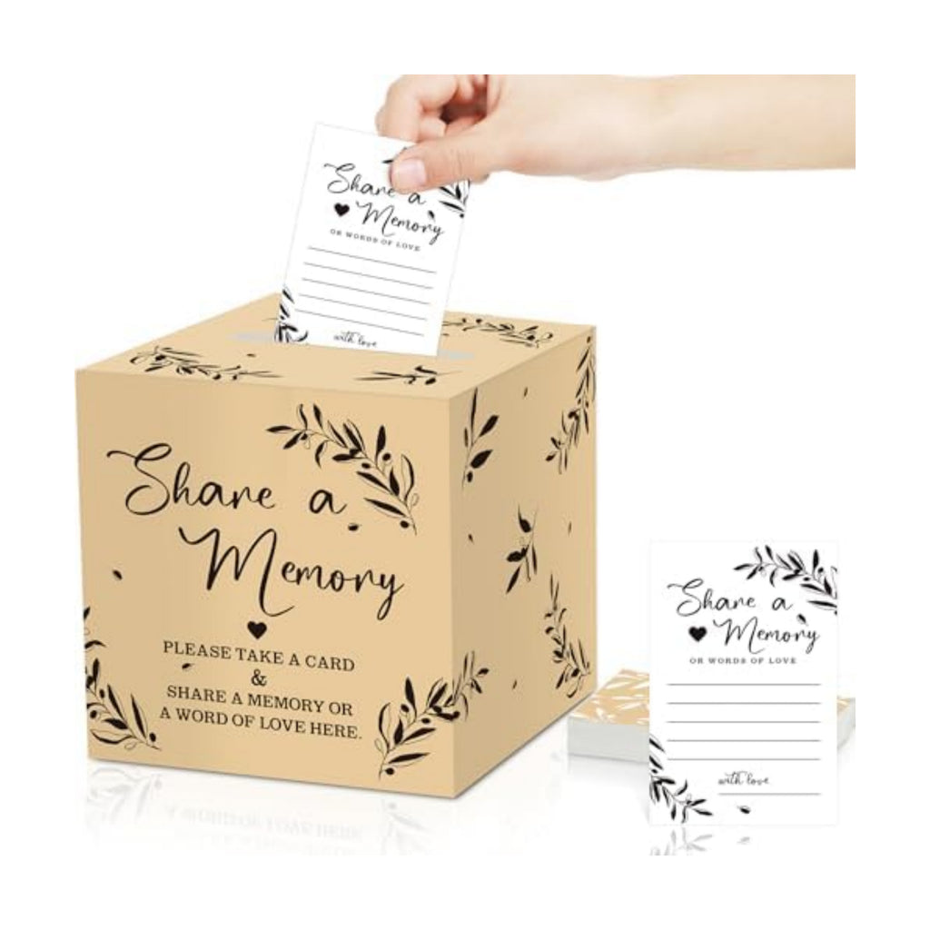 Pajean 50 Pcs Share a Memory Cards for Collections of Life, Memory Cards Box for Guest Ideas Funeral Graduation Wedding Bridal Shower Birthday Anniversary Retirement (Light Beige,Trendy)