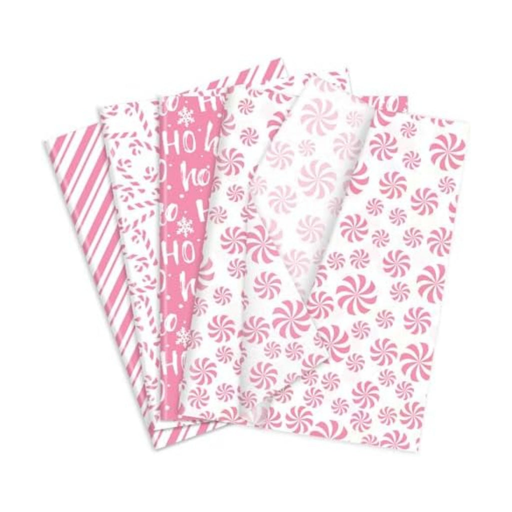 JarThenaAMCS 100 Sheets Christmas Tissue Paper Pink White Art Tissue Candy Cane Stripe Wrapping Paper for Xmas Winter DIY Crafts Gift Packing, 14 x 20 Inch
