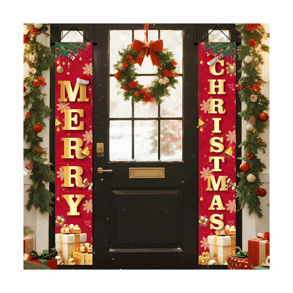 Nuxovilar Merry Christmas 2Pcs Door Cover Banner,71x12In Polyester