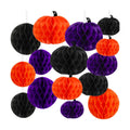 15Pcs Halloween Honeycomb Hanging Decorations Orange Purple Black