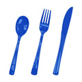 HEIPINIUYE 75 Pack Royal Blue Plastic Cutlery Heavy Duty Blue Plastic Knives Forks and Spoons Disposable Silverware Set for 25 Guest Camping Birthday Baby Shower Party Cutlery Set