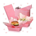 Geosar 100 Pcs Gingham Paper Food Tray with Wax Paper,Pink