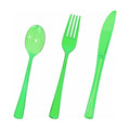 HEIPINIUYE 75 Pack Green Clear Plastic Cutlery Heavy Duty Clear Green Plastic Knives Forks and Spoons Disposable Silverware Set for 25 Guest Camping Birthday Baby Shower Party Utensil Set