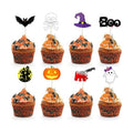 NEBURORA 64 Pcs Halloween Cupcake Toppers Pumpkin Bat Ghost Boo Cake Picks