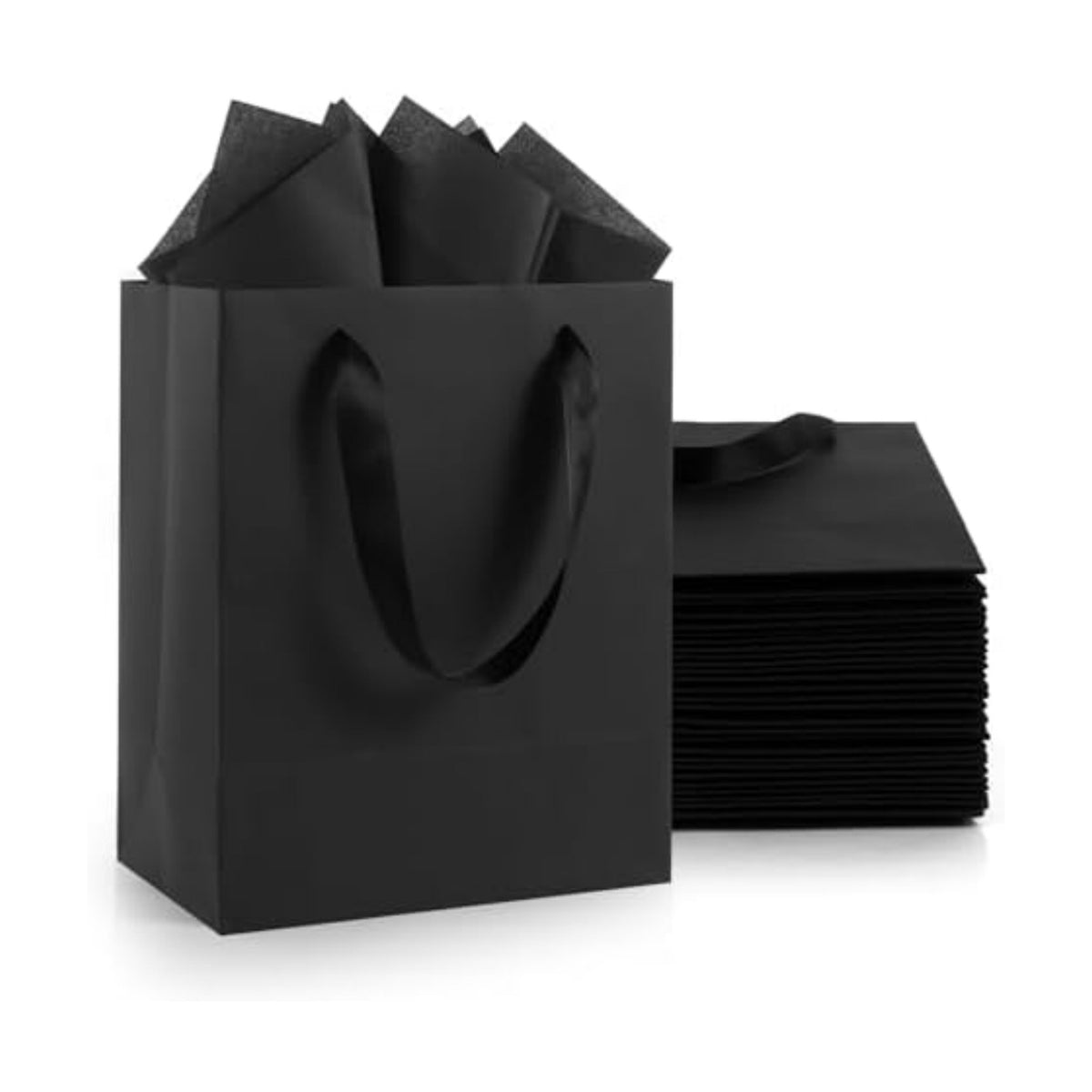 Epoesch 30 Pack Black Small Gift Bags with Handles and 30 Tissue Papers