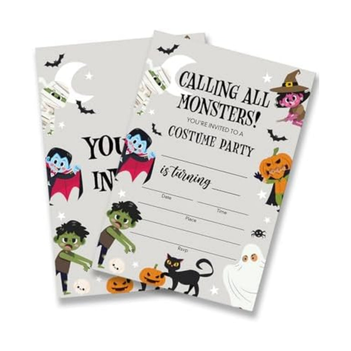 Dumyum 20 Halloween Costume Birthday Invitations, Spooky Halloween