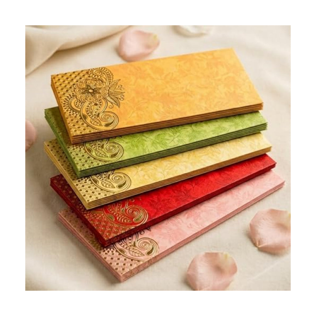 LoveNspire Money Envelopes (7.5 x 3.5 Inch) Decorative Paisley Pattern Shagun Lifafa for Indian Wedding, Birthday | Cash Gift Holder & Home Savings Organizer Pack Of 100
