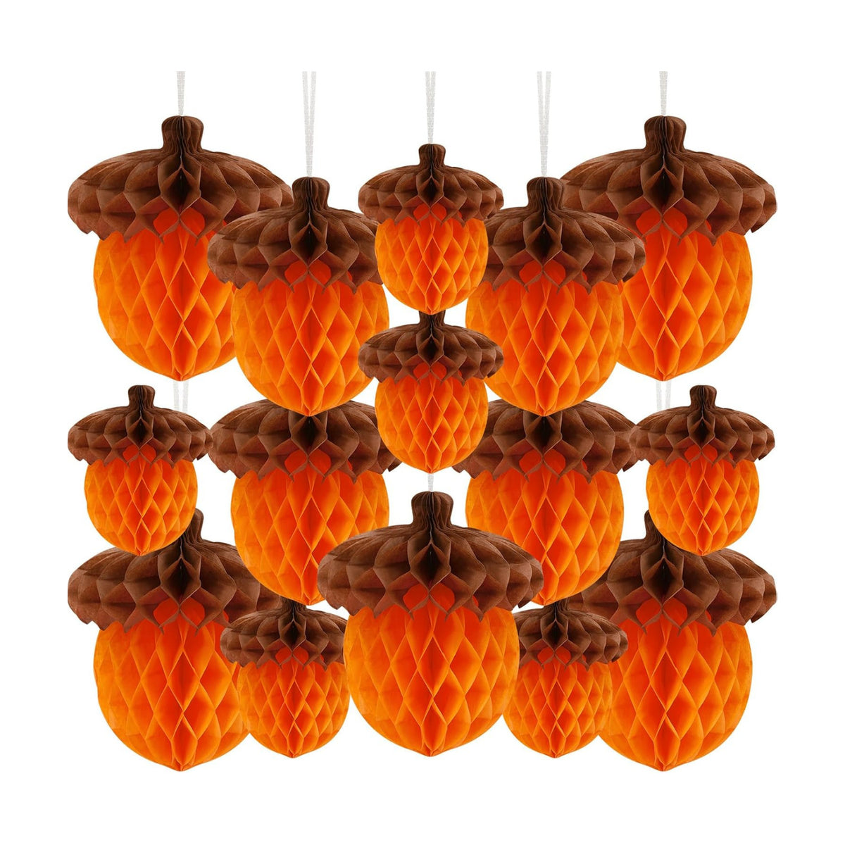 15Pcs Fall Acorn Honeycomb Decorations, Thanksgiving Decor