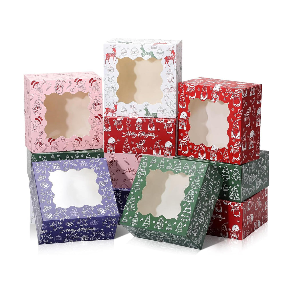 COTOPHER 30Pcs Christmas Cookie Boxes for Gift Giving, 6x6x3 in Bakery Box