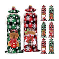 8Pcs Christmas Wine Gift Bags, Buffalo Plaid Drawstring Wine Bottle Covers