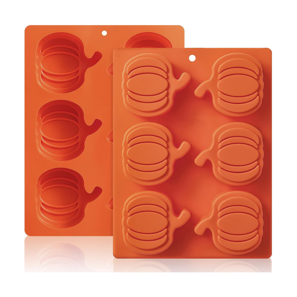 HKNMTT Pumpkin Silicone Molds 2 Pack 6 Cavity Halloween Mold Set for Fall Chocolate Candy Soap Wax Melts Jello Cake Pop Apple Cider Baking Tray Thanksgiving 3D Food Grade Spooky Treats