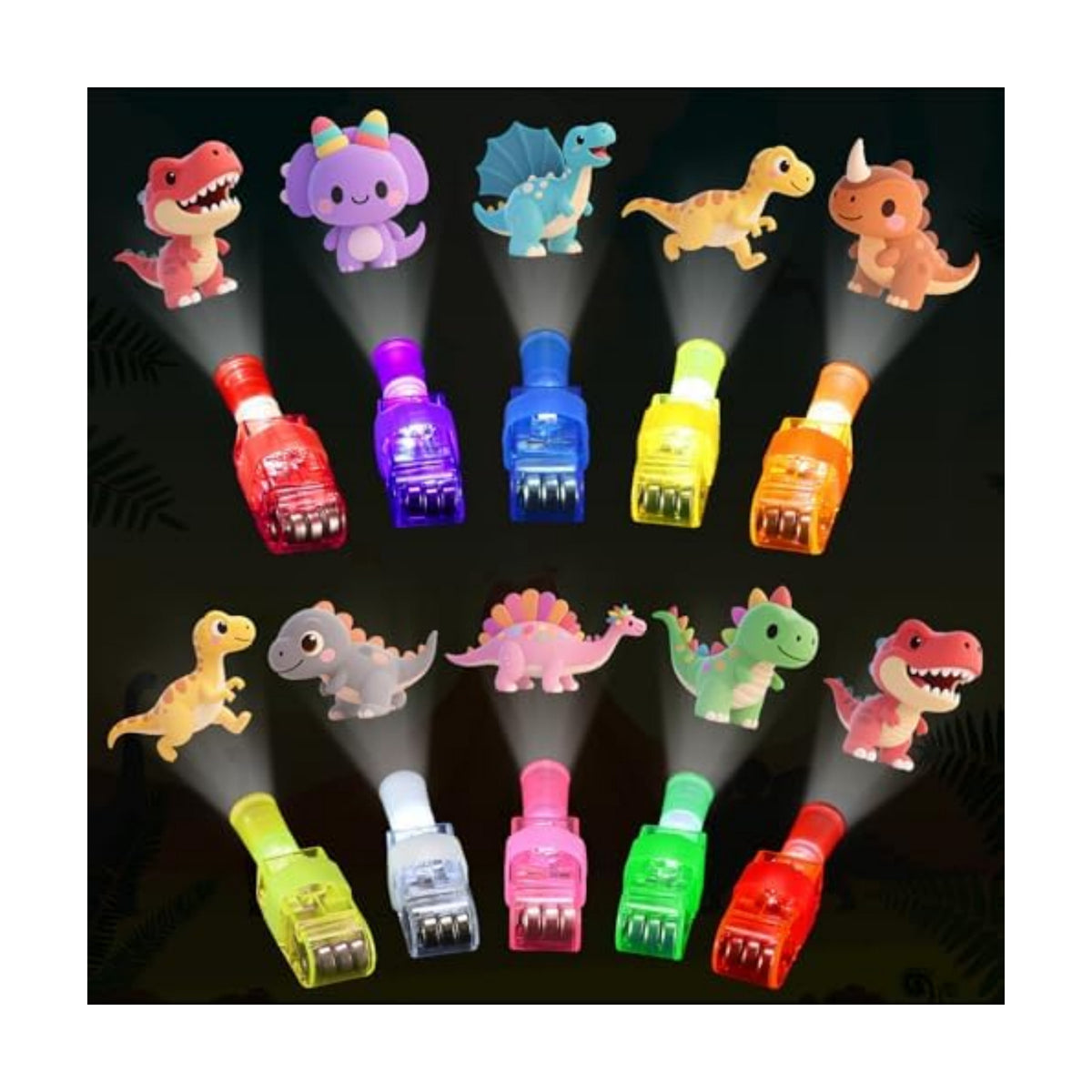 40PCS Dinosaur Party Favors for Kids, LED Light Up Finger Lights Glow in The Dark Toys - Dino Theme Birthday Party Supplies, Goodie Bag Fillers, Classroom Prizes, Pinata Stuffers for Boys Girls