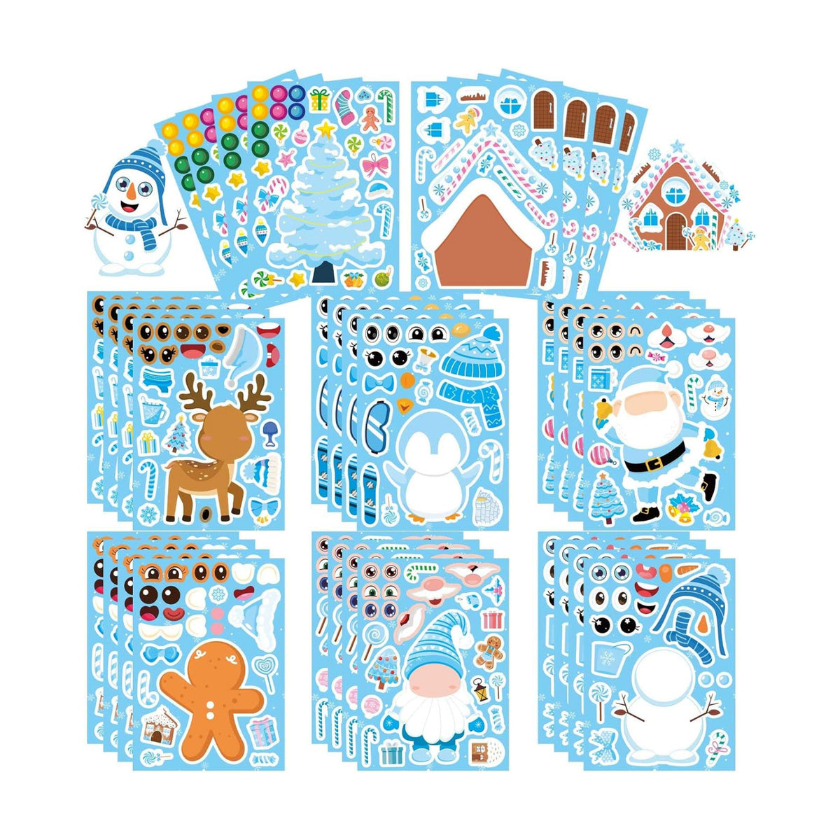 32 Sheets Make Your Own Christmas Stickers, Winter Stickers for Kids