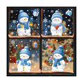 Christmas Window Stickers Cute Snowman Snowflake Window Clings Decals Reusable Double Sided Static Clings Window Clings for Glass Windows for Winter Christmas Decorations 4 Sheet