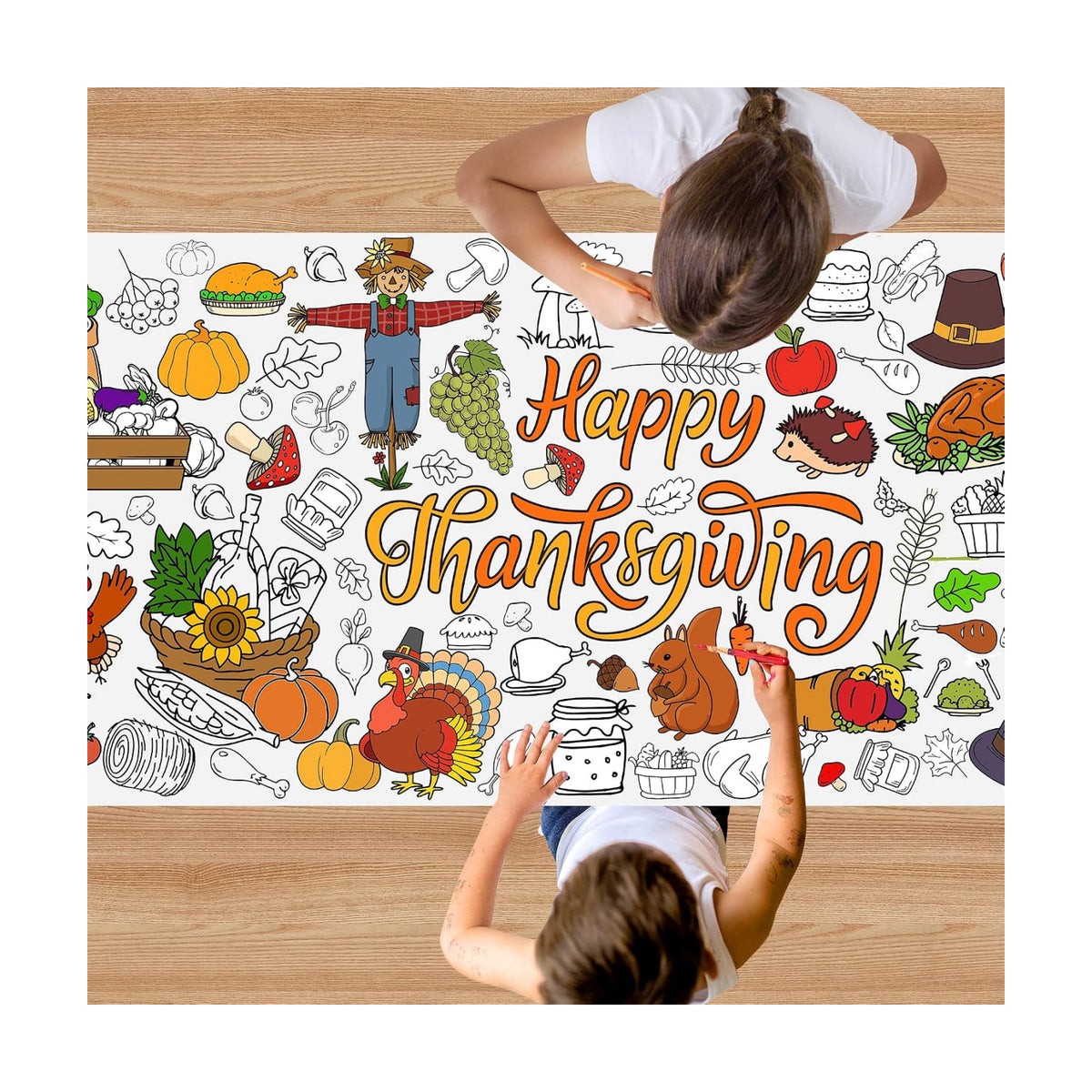 Thanksgiving Coloring Poster, 30 x 72 Inch