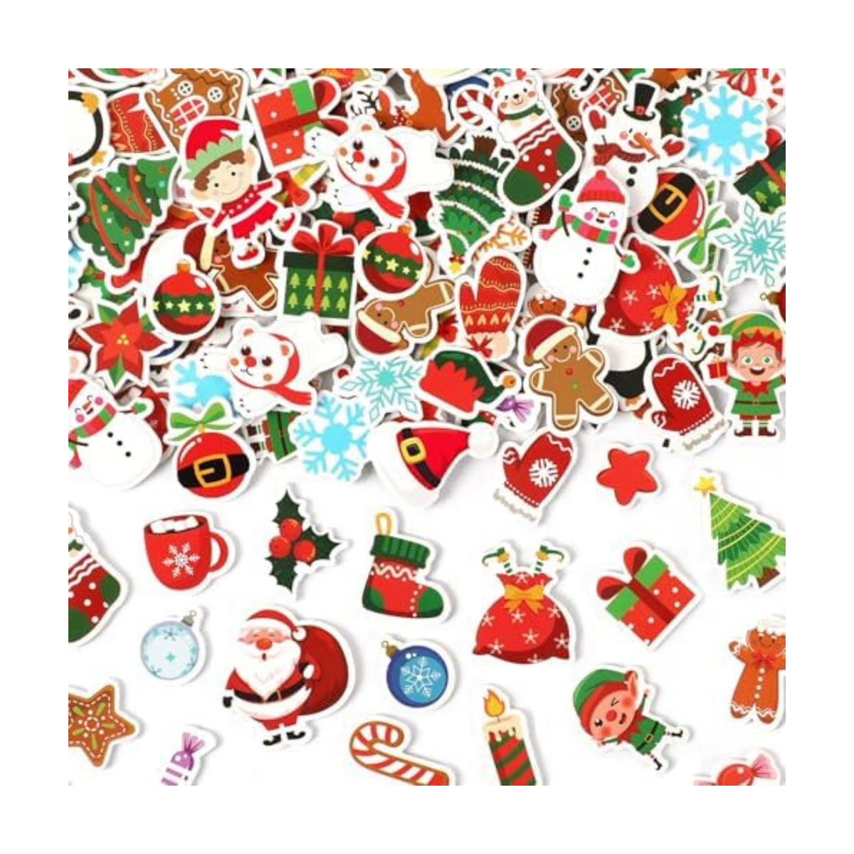JULBEAR 300Pcs Christmas Foam Stickers Bulk Self Adhesive Puffy Designs