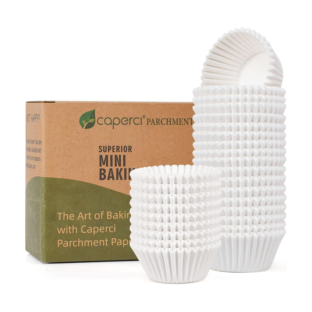 Caperci 400pcs White Mini Cupcake Liners for Baking Small Muffin Liners