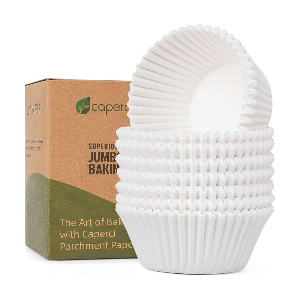 Caperci 200pcs Parchment Jumbo Cupcake Muffin Liners for Baking White Paper