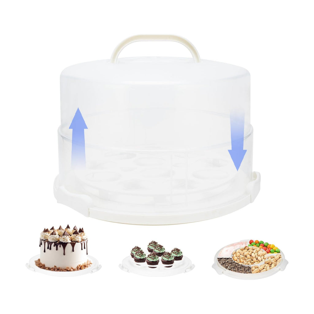 12 Inch Cake Carrier with Lid and Handle – Heavy-Duty Cake Container for Baking Events & Outdoor Trips | Adjustable Height,Portable Food Cake Carrier Storage Solution for Picnics & Camping